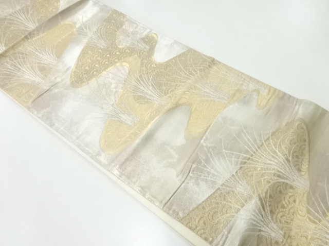 アンティーク　流水に芝草模様織出し袋帯（材料）